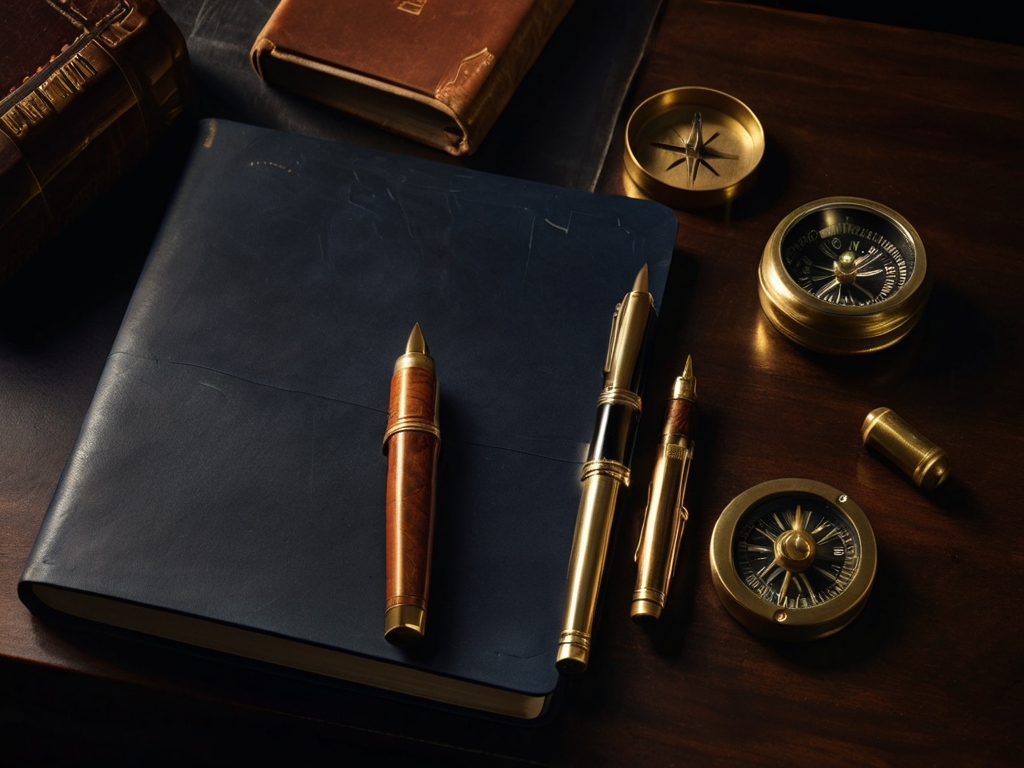 Executive desk with leather notebook